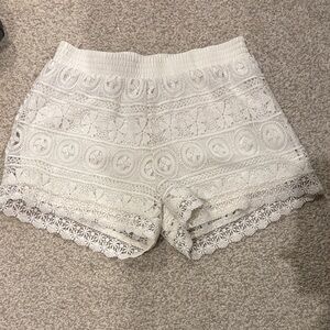 High Waist Lace Shorts in Cream